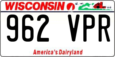 WI license plate 962VPR