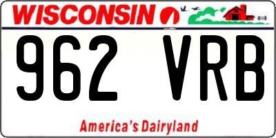 WI license plate 962VRB