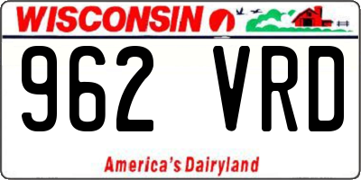 WI license plate 962VRD