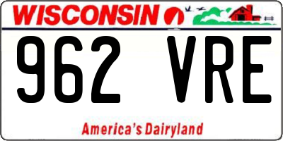 WI license plate 962VRE