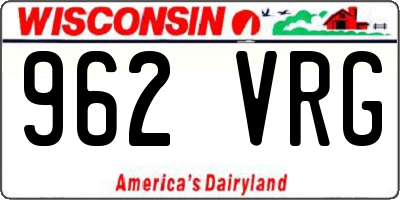 WI license plate 962VRG