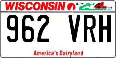 WI license plate 962VRH