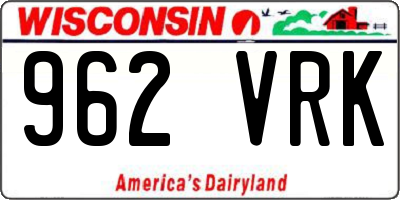 WI license plate 962VRK
