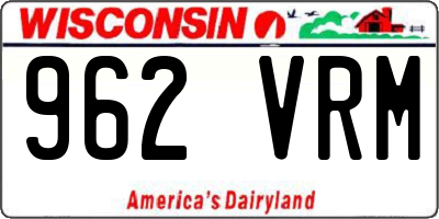 WI license plate 962VRM