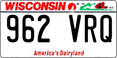 WI license plate 962VRQ