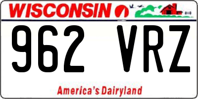 WI license plate 962VRZ
