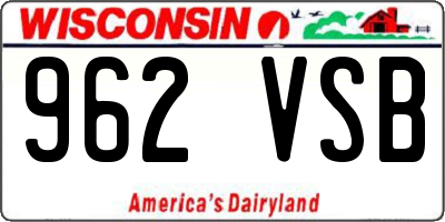 WI license plate 962VSB