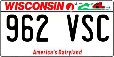 WI license plate 962VSC