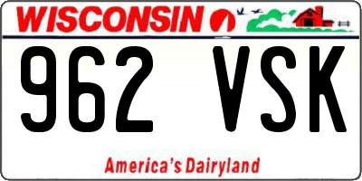 WI license plate 962VSK