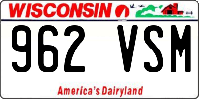 WI license plate 962VSM