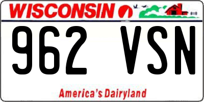 WI license plate 962VSN
