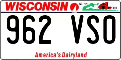 WI license plate 962VSO