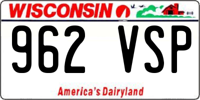 WI license plate 962VSP