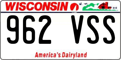 WI license plate 962VSS