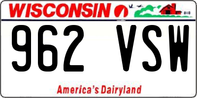 WI license plate 962VSW