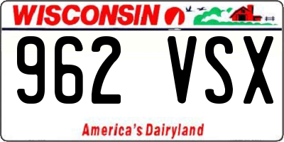WI license plate 962VSX