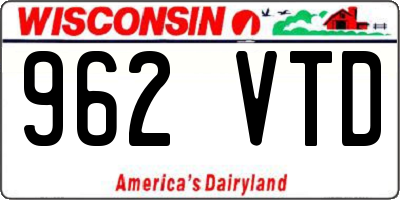 WI license plate 962VTD