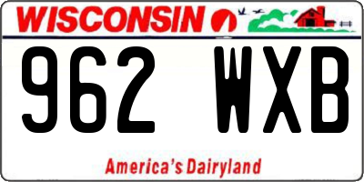 WI license plate 962WXB