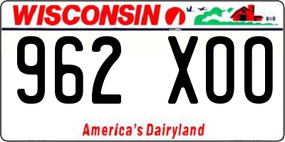 WI license plate 962XOO