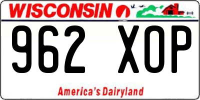 WI license plate 962XOP