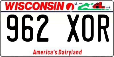WI license plate 962XOR