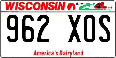 WI license plate 962XOS