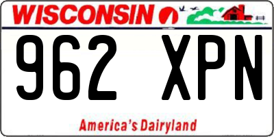 WI license plate 962XPN