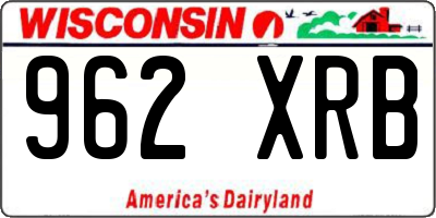 WI license plate 962XRB