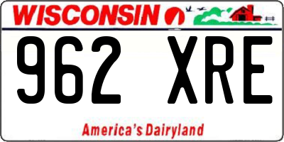 WI license plate 962XRE
