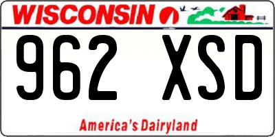 WI license plate 962XSD