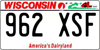 WI license plate 962XSF