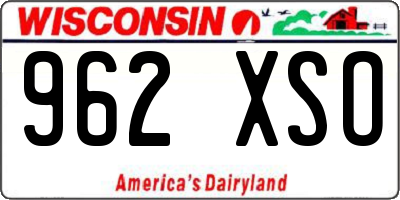 WI license plate 962XSO