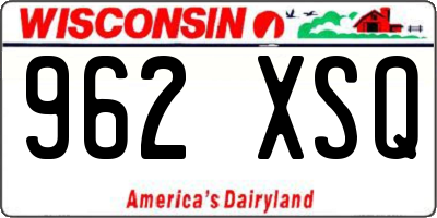WI license plate 962XSQ