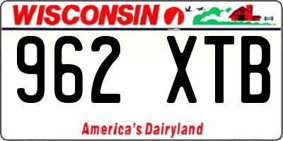 WI license plate 962XTB