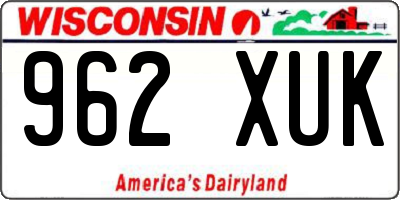 WI license plate 962XUK