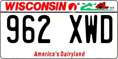 WI license plate 962XWD