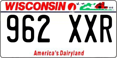 WI license plate 962XXR