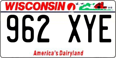 WI license plate 962XYE