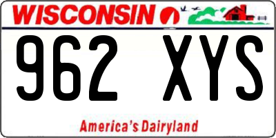 WI license plate 962XYS