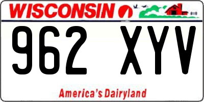 WI license plate 962XYV