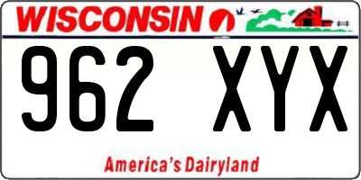 WI license plate 962XYX