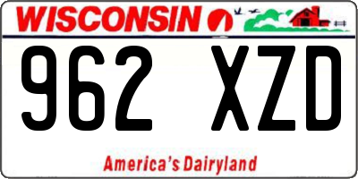 WI license plate 962XZD