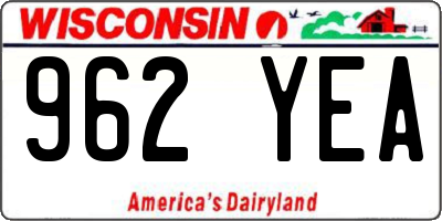 WI license plate 962YEA