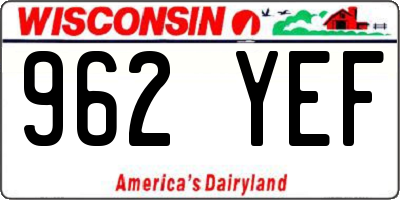 WI license plate 962YEF