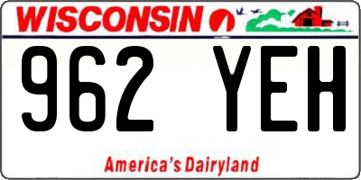 WI license plate 962YEH