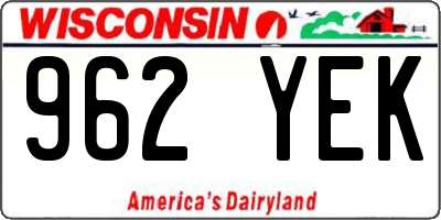 WI license plate 962YEK