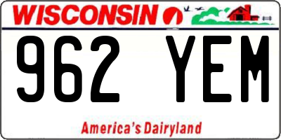 WI license plate 962YEM