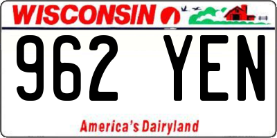 WI license plate 962YEN