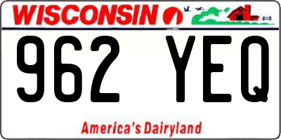 WI license plate 962YEQ