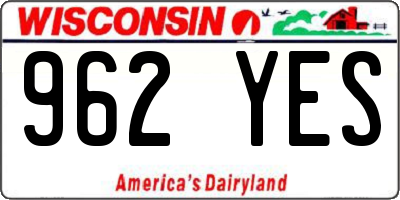 WI license plate 962YES